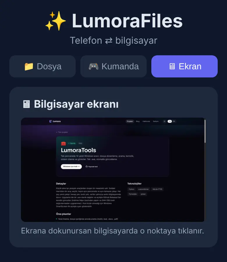 Bilgisayar ekranını telefonda canlı izleme